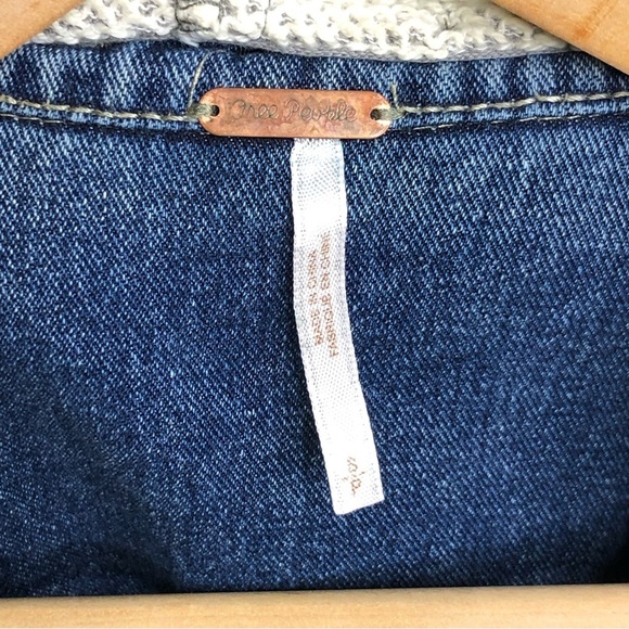 Free People Throwback denim knit, hooded jacket - Picture 5 of 15